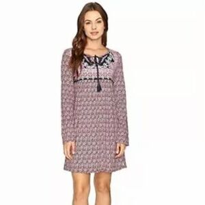 Lucky Brand Boho Mixed Media Patchwork Dress Sz Medium Floral